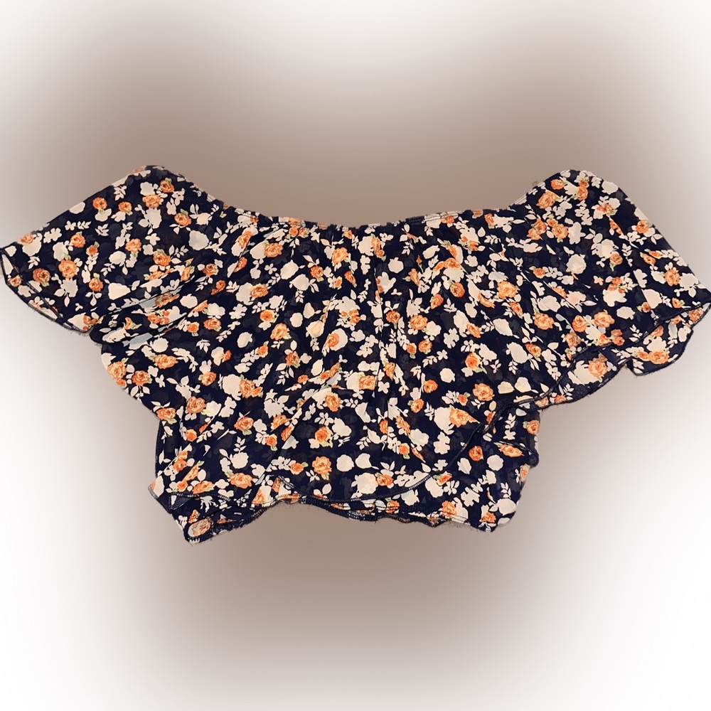 Off the Shoulder Floral Flow Loose Tropical Top